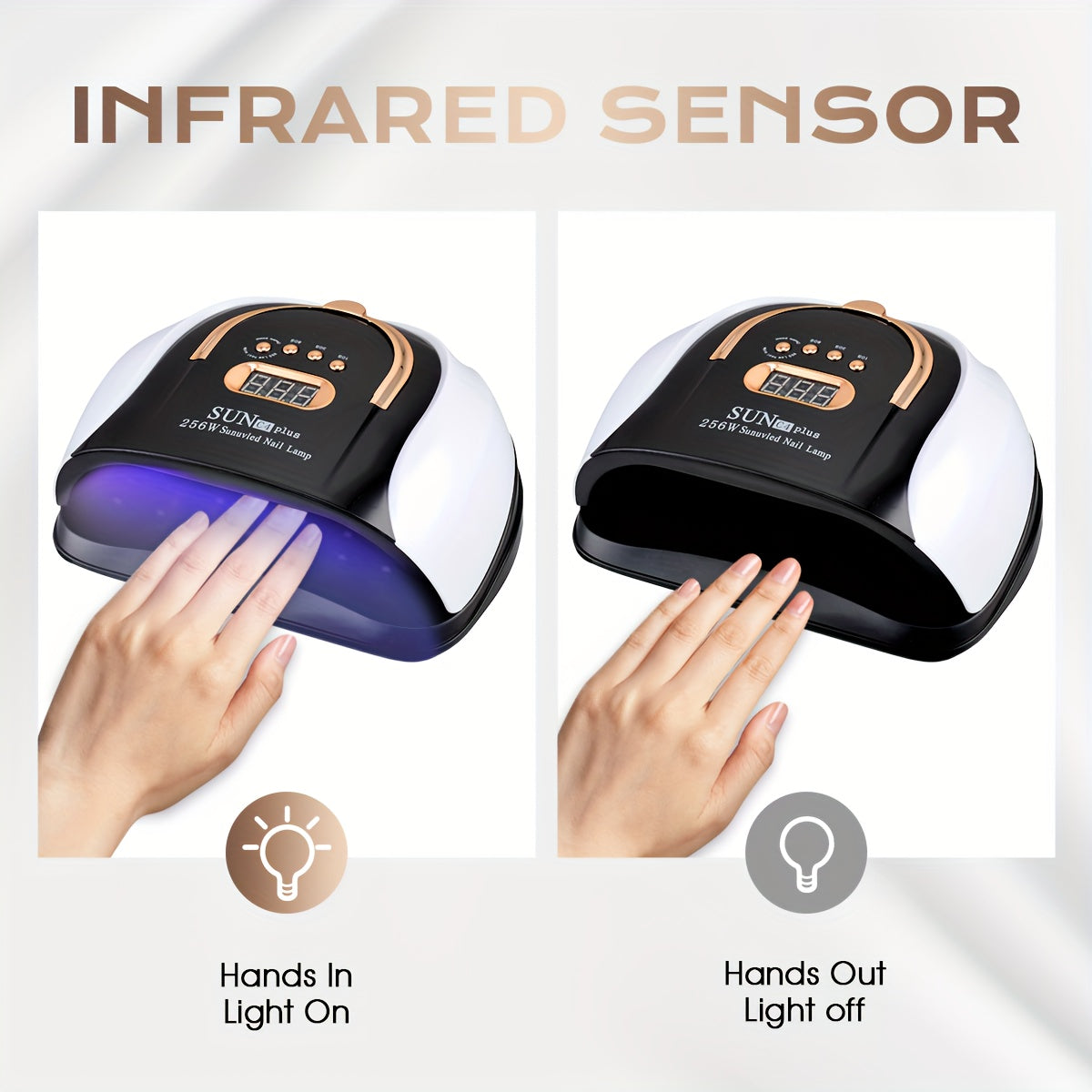 256W High-Power UV LED Nail Lamp with 4 Timer Settings, Automatic Sensor & Smart Display - Fast Gel Polish Curing, Purple & Black Design, Ergonomic Handle for Professional Manicures Good Vibrations