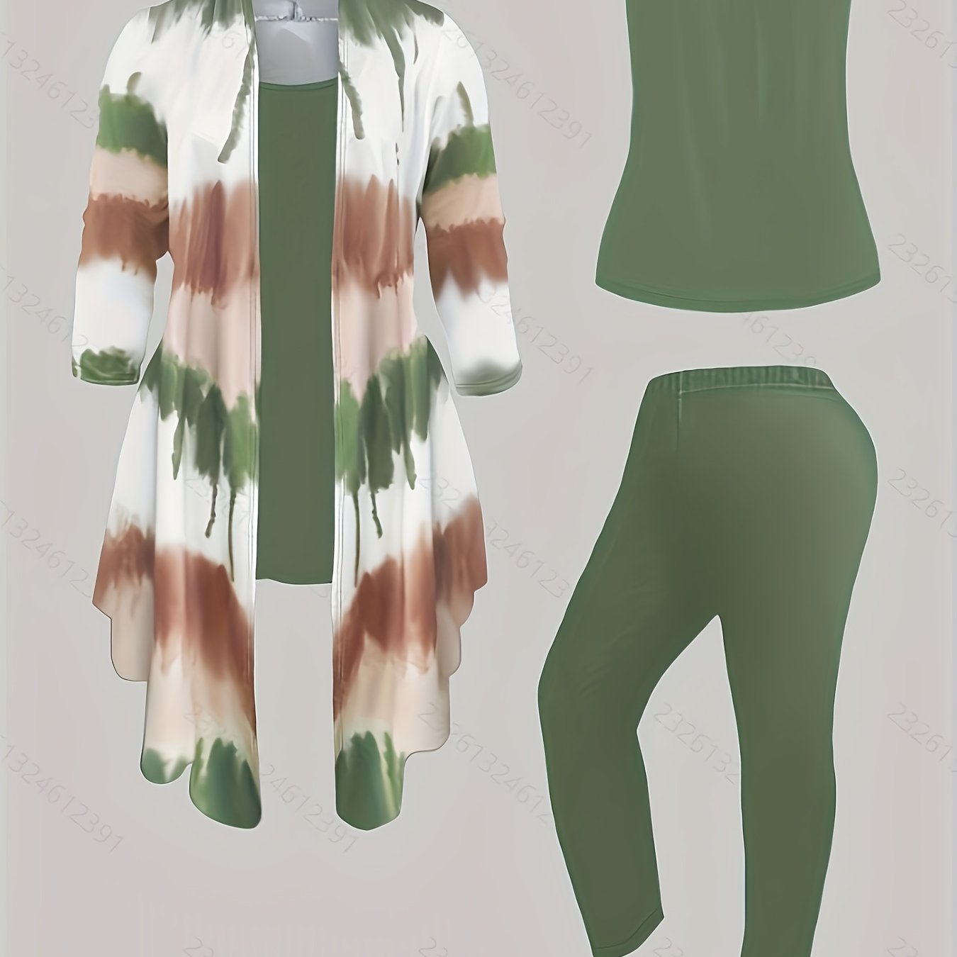 Women'S 3pcs Winter Warmth Set - Oversized Sleeveless Top & Leggings with Geometric Pattern, Soft Stretchy Fabric, Loose Fit Coordinated Outfits in Orange/Blue/Black/Green | Machine Washable Casual to Formal Wear for Office, Good Vibrations