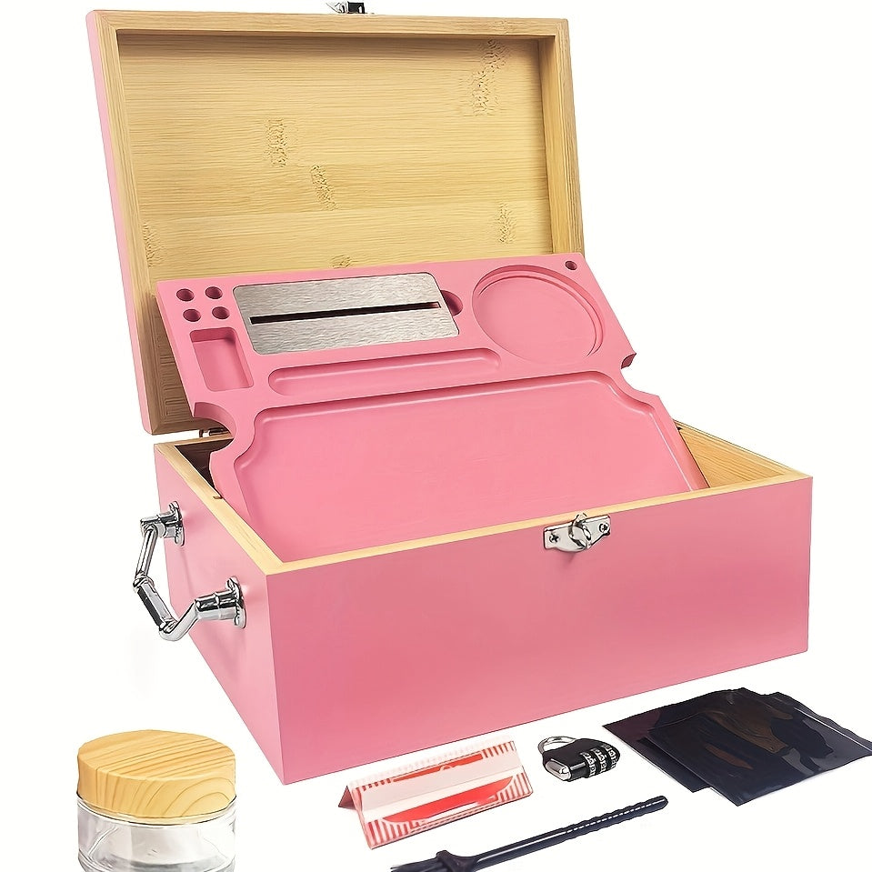 1set, Large Stash Box, Wooden Storage Box with Tray, Bamboo Storage Box with Lock And Accessories, Smoking Paper Anti-odor Canister Private Box with Brush, Household Gadget, Christmas Gifts, Christmas Supplies, Christmas Part Good Vibrations Adult Super Store