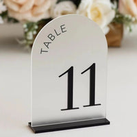 Frosted Arch Acrylic Table Numbers Table Signs Wedding Table Decor Wedding Signage Black Table Numbers Wedding Reception Decor Good Vibrations