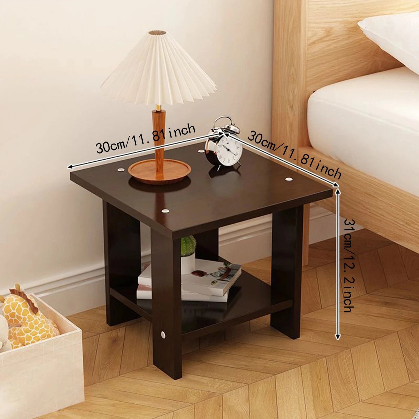 Simple Bedside Table Wooden Double Layers Solid Wood Nightstands Night Table For Table Sofa Side Table Home Furniture Good Vibrations