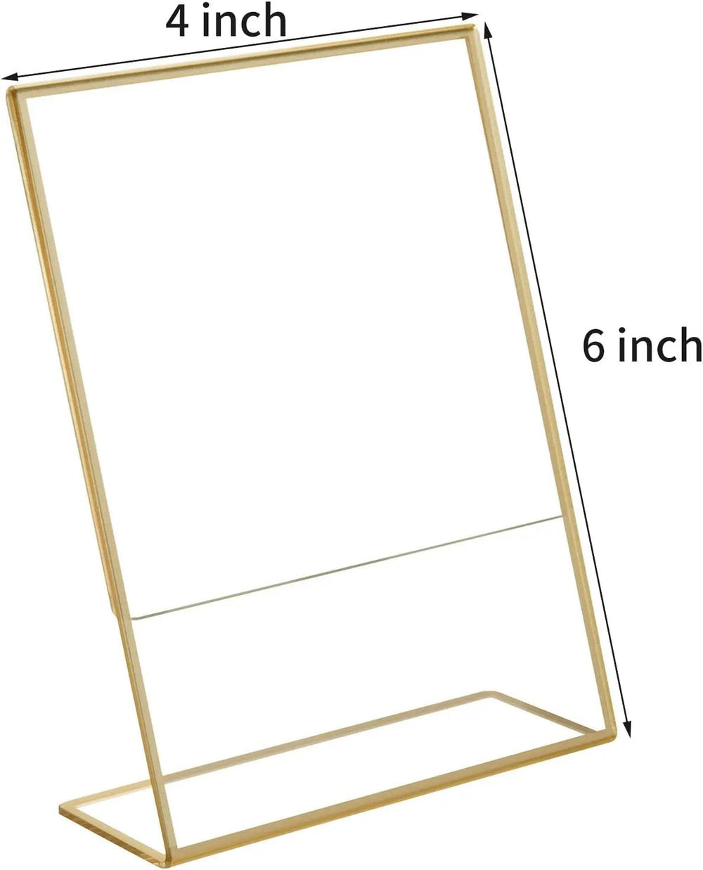 Gold Borders Acrylic Sign Holder Picture Frame Display Stand Clear Paper Holder Table Menu Stands for Wedding Office Restaurant Good Vibrations