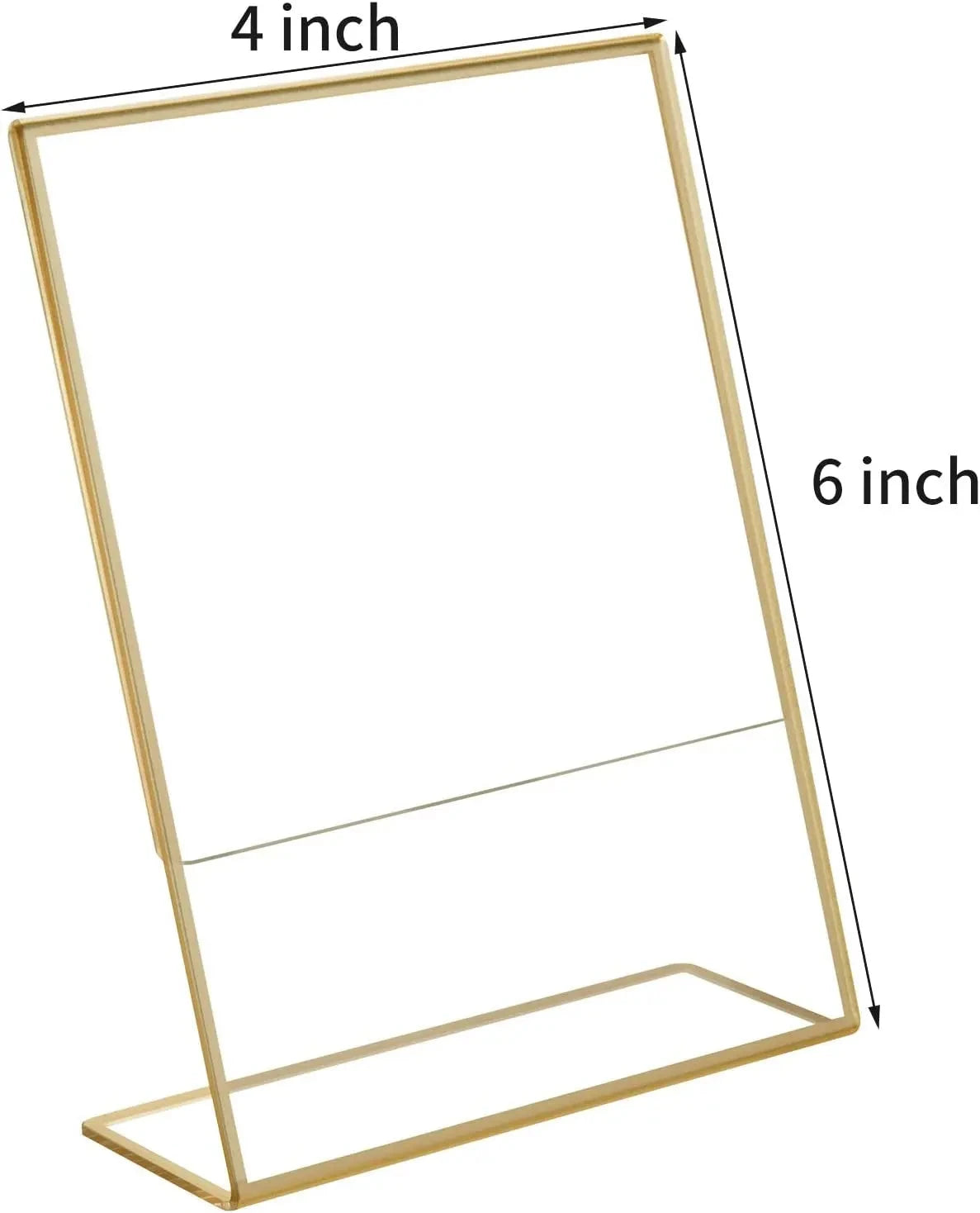 Gold Borders Acrylic Sign Holder Picture Frame Display Stand Clear Paper Holder Table Menu Stands for Wedding Office Restaurant Good Vibrations
