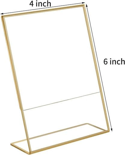 Gold Borders Acrylic Sign Holder Picture Frame Display Stand Clear Paper Holder Table Menu Stands for Wedding Office Restaurant Good Vibrations