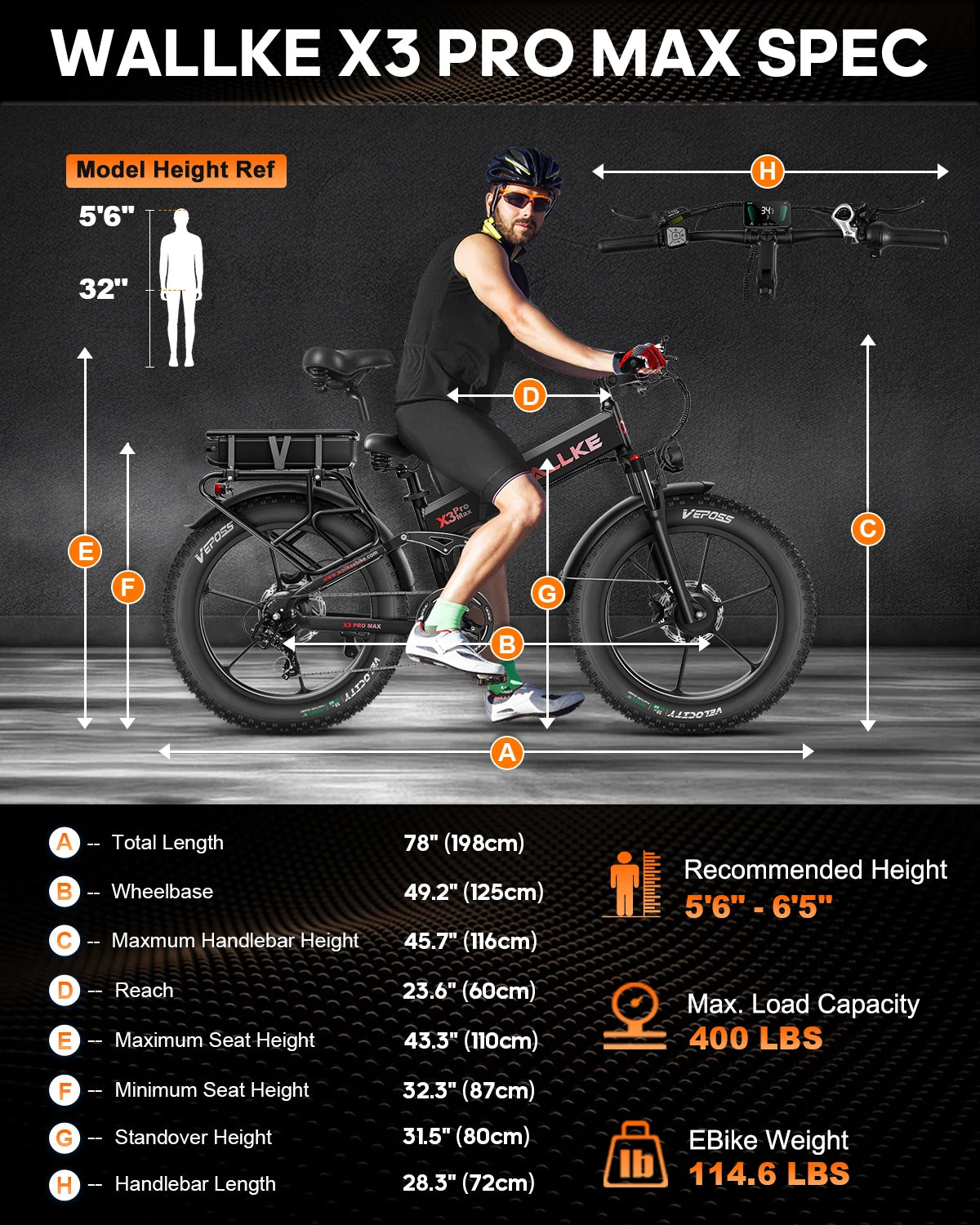 W Wallke X3 Electric Bike 2800W Peak Dual Motor 44Ah/22Ah Long Range E-Bike 26" X 4" Fat Tire 31MPH Fast Adult Ebike UL2849 Good Vibrations