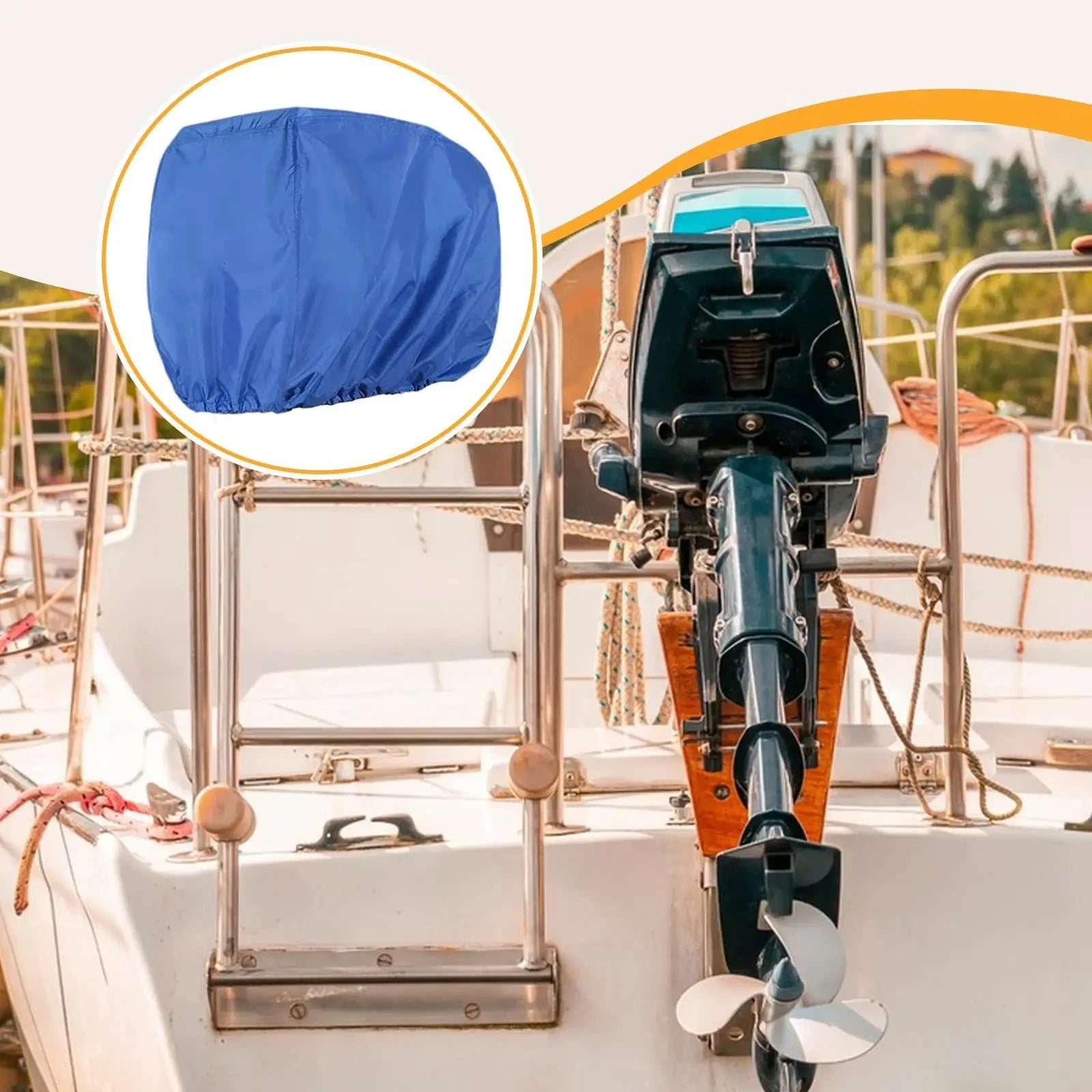 Boat Motor Cover Outboard Boat Engine Hood Cover 210D Oxford cloth Waterproof Windproof Protective Cover Motor Engine Half Cover Good Vibrations