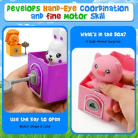 Toddler Learning Toys Farm Animals Train Set with Finger Puppets, Color Matching Toy Unlock Barns Fine Motor Game Counting Toys Good Vibrations