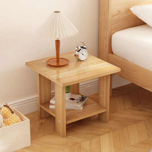 Simple Bedside Table Wooden Double Layers Solid Wood Nightstands Night Table For Table Sofa Side Table Home Furniture Good Vibrations