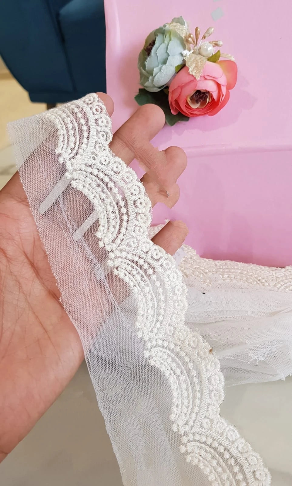 Custom Made 100% Cotton Organza Ribbons & Laces Machine Embroidered Wedding Dresses in 6 Various Designs & Colours Good Vibrations