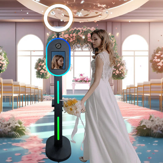 Hot Sale 10.2" 11" 12.9" iPad photo booth stand Selfie Photo Booth Shell for Ipad and DSLR with Ring Light for Birthday Party Good Vibrations