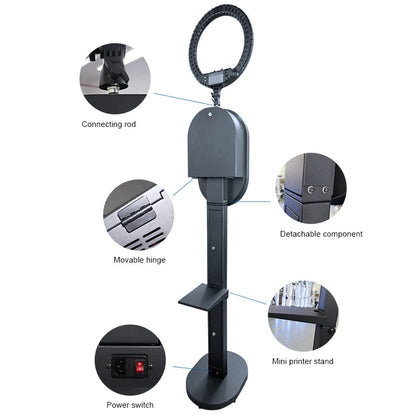 Hot Sale 10.2" 11" 12.9" iPad photo booth stand Selfie Photo Booth Shell for Ipad and DSLR with Ring Light for Birthday Party Good Vibrations