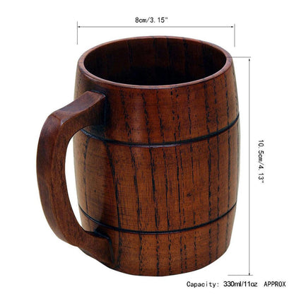 Wood Mug Wooden Coffee Beer Mugs Wood Cup Handmade Tea Cup With Handle For Coffee Milk Tea Drinks, Travel Outdoor Camping Use Good Vibrations