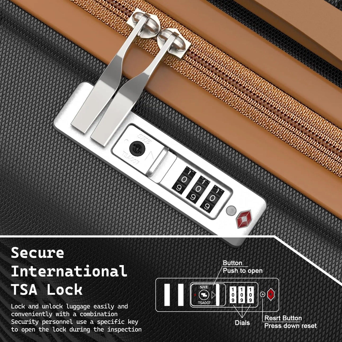 Melalenia Luggage, Hard Shell ABS Suitcase with TSA Lock with Spinner Wheel, Lightweight Checked Medium Luggage for Travel Good Vibrations