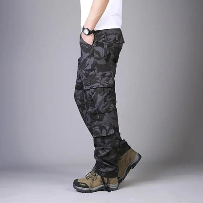 Men's Tactical Camouflage Overalls High-Quality Cotton Multi-Pocket Trousers Sports Training Casual Work Pants Good Vibrations