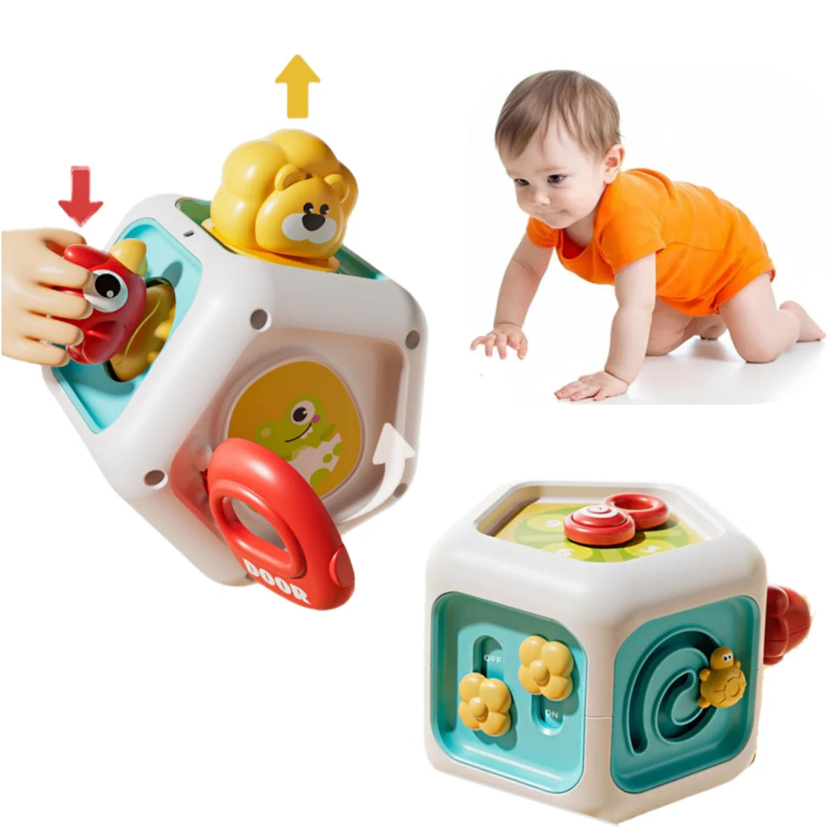 Baby Busy Board Cube Montessori Toys Sensory Activity Ball Early Educational Toy Learning Fine Motor Skills Toy Travel Toy Gifts Good Vibrations