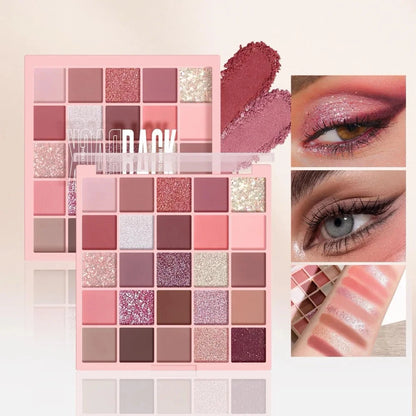 25-Color Eyeshadow Palette – Matte & Shimmer, Neutral Browns & Grays, Eye/Face Use, Contour, Brighten, Vegan, Certified, Unisex Good Vibrations