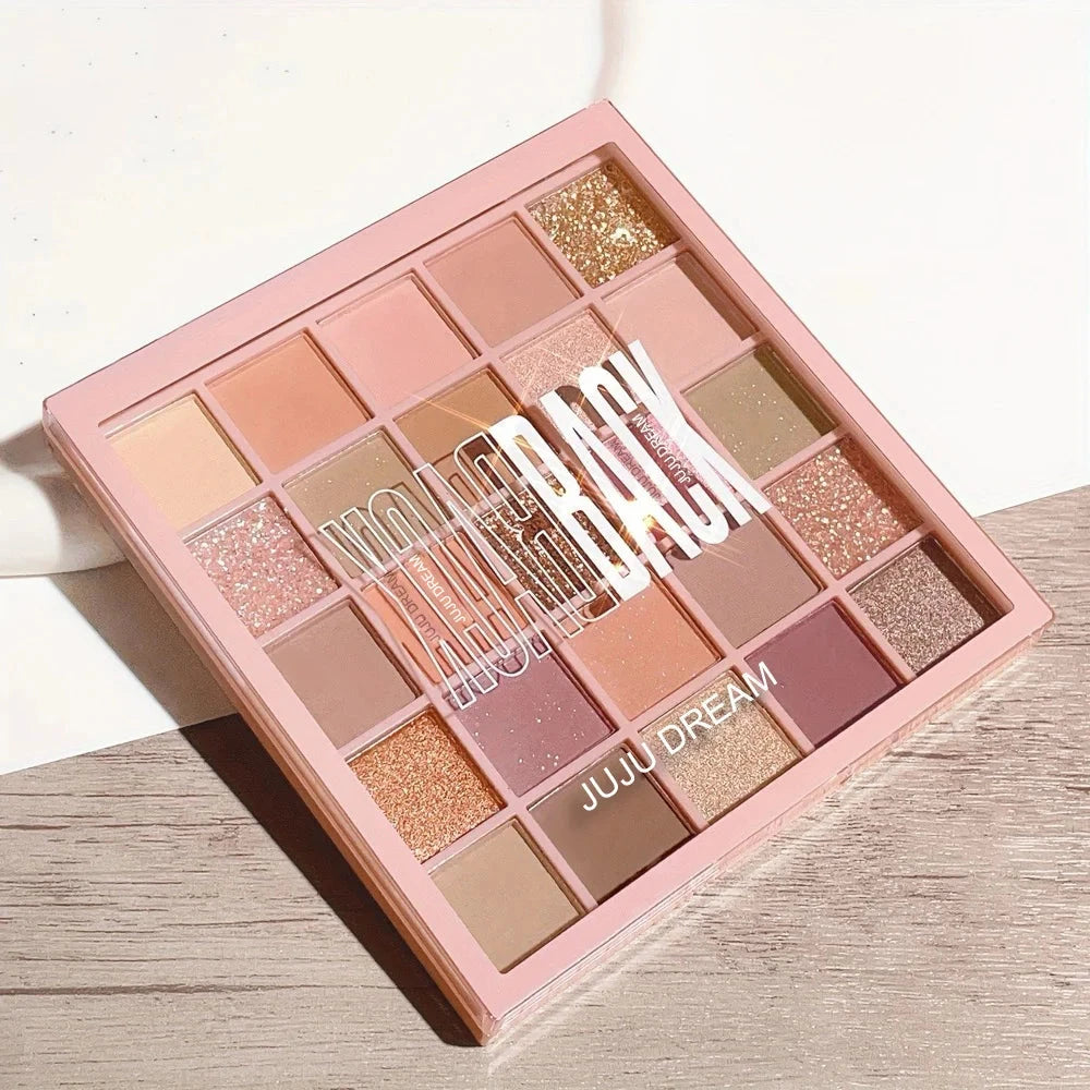 25-Color Eyeshadow Palette – Matte & Shimmer, Neutral Browns & Grays, Eye/Face Use, Contour, Brighten, Vegan, Certified, Unisex Good Vibrations