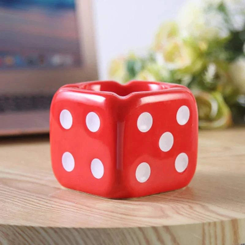 Creative Ceramic Dice Shaped Ash Tray Desk Accessory or Gift