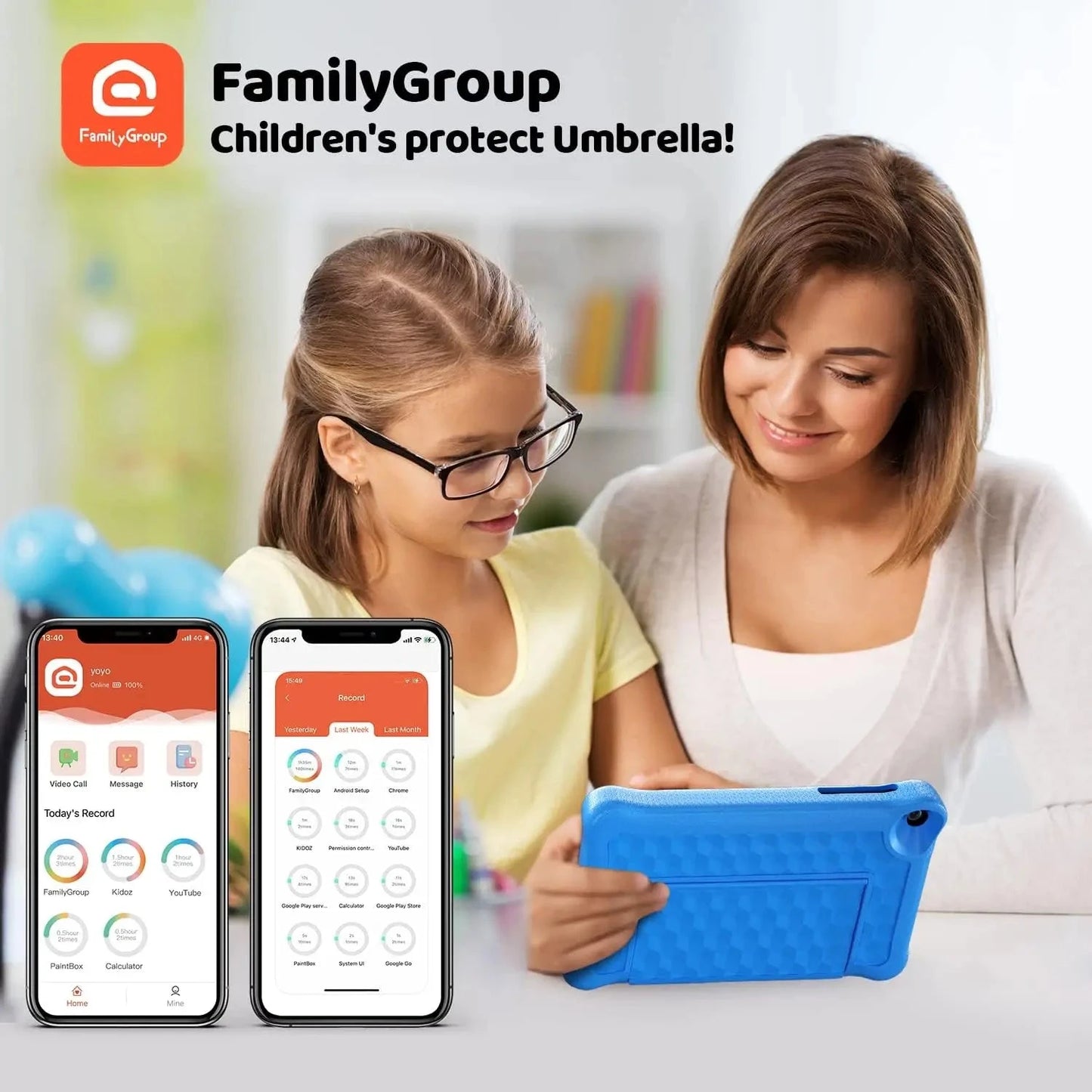 8 Inch Kid Tablet Android11 Learning Tablets Quad Core Processor 2GB+32GB 128GB Expansion 5000mAh Child Eye Protection With Case Good Vibrations