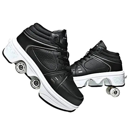 2026 Hot Style  LED Roller Skate Shoes 2 in 1 Four Wheels Kids Roller Skate Shoes Good Vibrations