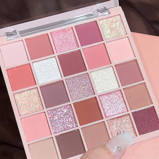 25-Color Eyeshadow Palette – Matte & Shimmer, Neutral Browns & Grays, Eye/Face Use, Contour, Brighten, Vegan, Certified, Unisex Good Vibrations