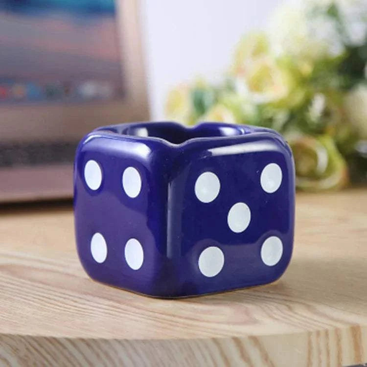 Creative Ceramic Dice Shaped Ash Tray Desk Accessory or Gift