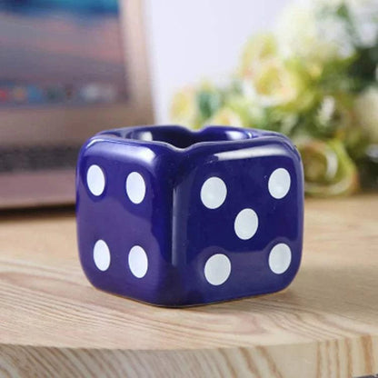 Creative Ceramic Dice Shaped Ash Tray Desk Accessory or Gift