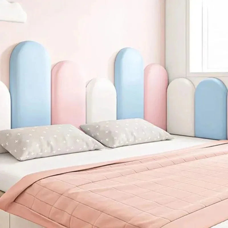 1PC 40x20cm Bed Headboard Bedroom Decor Head Board Wood Wall Panels Home Decoration Tatami Anti-collision Soft Back Wall Mat Good Vibrations