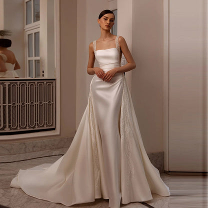 Sharon Said Satin Mermaid Wedding Dress Luxury Beaded Pearls Long Train Sexy Backless Bridal Gowns SW490 Customized Good Vibrations