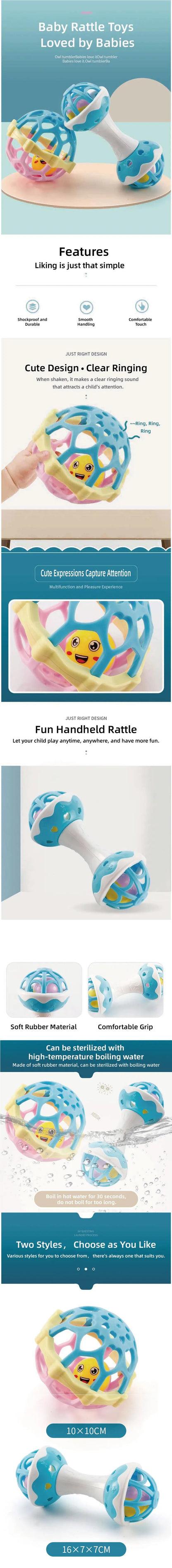 Baby toys，Baby rattle, fine motor and sensory toy, Suitable for infants aged 3, 6, 9, and 12 months Good Vibrations