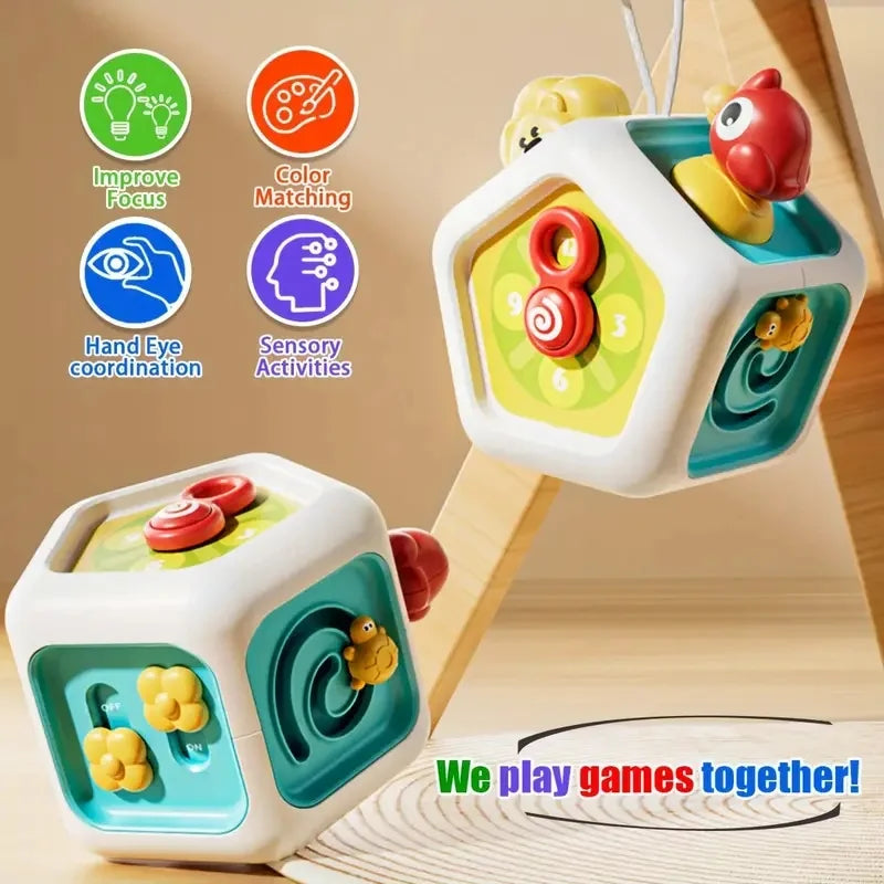 Baby Busy Board Cube Montessori Toys Sensory Activity Ball Early Educational Toy Learning Fine Motor Skills Toy Travel Toy Gifts Good Vibrations