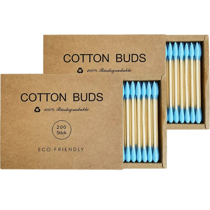 Two boxes of bamboo cotton swabs 400 pcs, organic wooden cotton swabs, suitable for make-up, cleaning wounds, cleaning dirt Good Vibrations