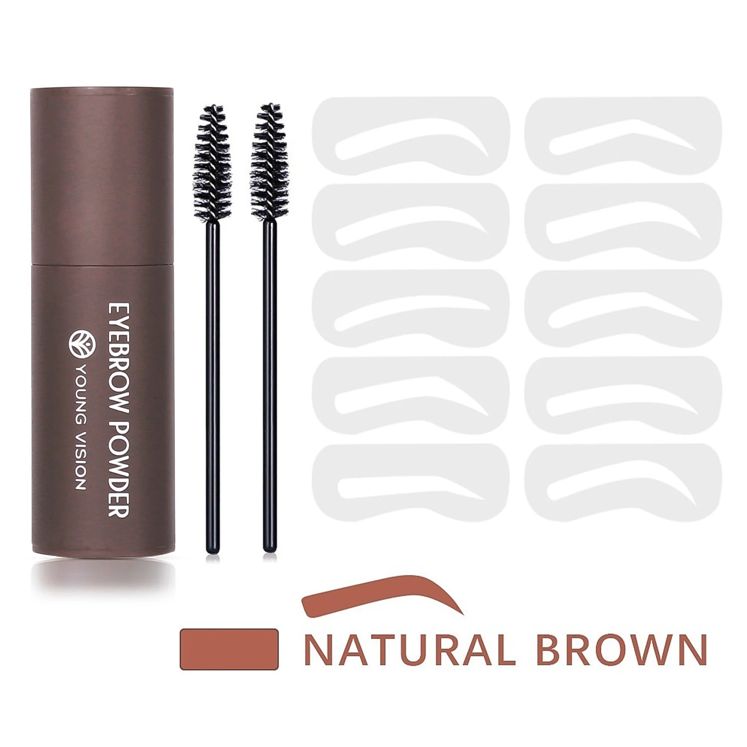 Eyebrow Stamp Stencil Kit - 1 Pcs Eye Brow Stamp Shaping Kit Long-Lasting Waterproof, Eyebrow Makeup Brow Shape with 10 PCS Good Vibrations