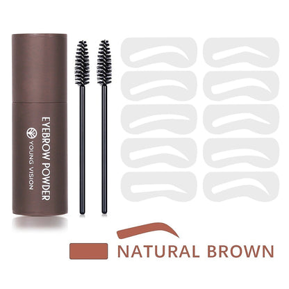 Eyebrow Stamp Stencil Kit - 1 Pcs Eye Brow Stamp Shaping Kit Long-Lasting Waterproof, Eyebrow Makeup Brow Shape with 10 PCS Good Vibrations