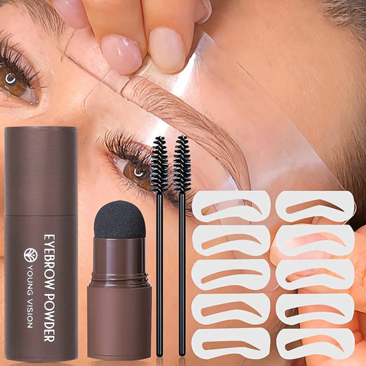 Eyebrow Stamp Stencil Kit - 1 Pcs Eye Brow Stamp Shaping Kit Long-Lasting Waterproof, Eyebrow Makeup Brow Shape with 10 PCS Good Vibrations