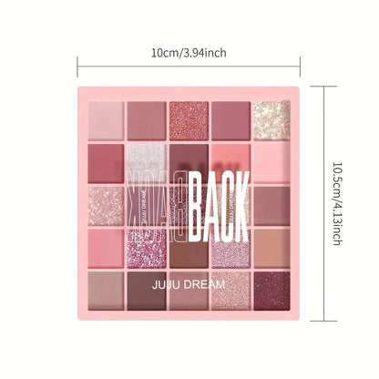 25-Color Eyeshadow Palette – Matte & Shimmer, Neutral Browns & Grays, Eye/Face Use, Contour, Brighten, Vegan, Certified, Unisex Good Vibrations