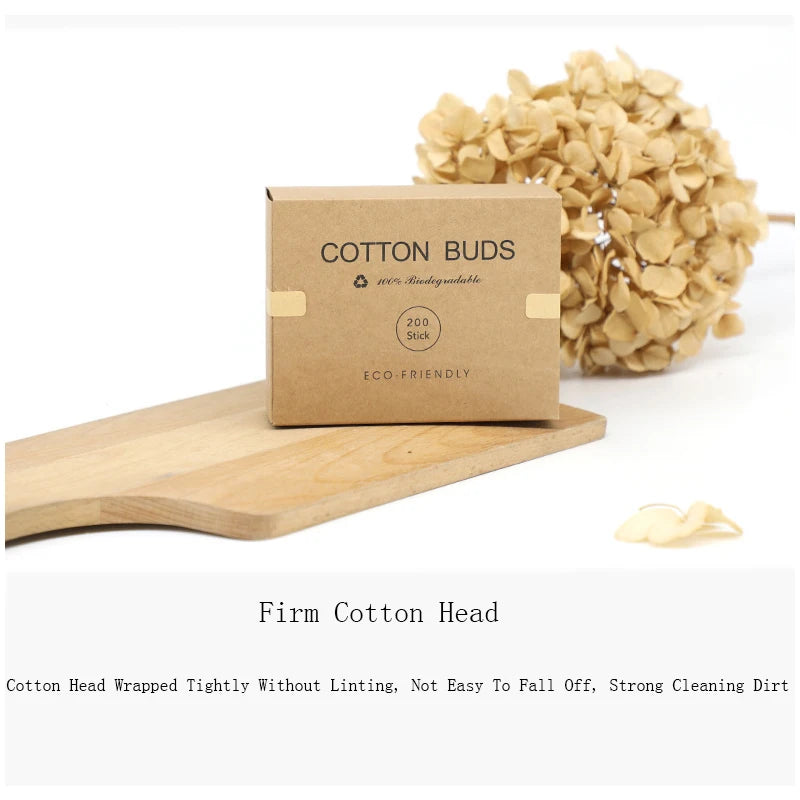 Two boxes of bamboo cotton swabs 400 pcs, organic wooden cotton swabs, suitable for make-up, cleaning wounds, cleaning dirt Good Vibrations