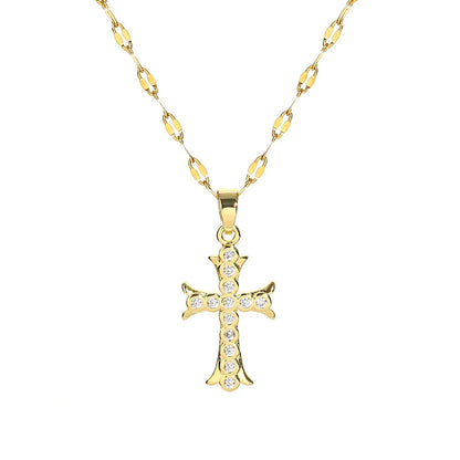 Religious Cross Necklace For Women Men Stainless Steel Chain Necklaces Christian Pendant Collar Pray Baptism Christmas Gift Good Vibrations