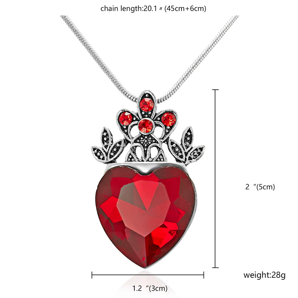 Charm Red Love Heart Crystal Pendant Necklace Classic Luxury Zircon Heart Forever Necklace For Women Fashion Wedding Jewelry Good Vibrations