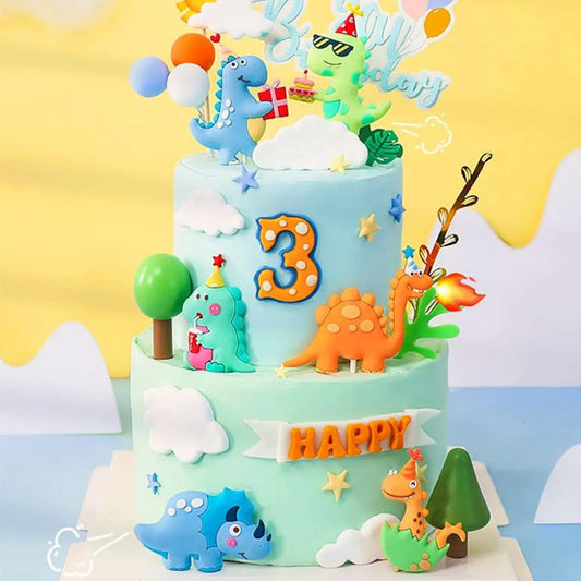 6 PCS Dinosaur Cake Toppers Little Dinosaur Birthday Party Decor Dinosaur Party Favors Three Rex Cake Decoration Party Supplies Good Vibrations
