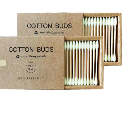 Two boxes of bamboo cotton swabs 400 pcs, organic wooden cotton swabs, suitable for make-up, cleaning wounds, cleaning dirt Good Vibrations