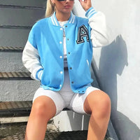 Custom Unisex Women Baseball Letterman Jacket with Cotton Polyester Blend Classic Varsity Coat for Casual or Everyday Wear Good Vibrations
