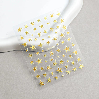 3/6/12 Sheets Star Nail Stickers Set – Neon Laser Color Self-Adhesive Decals DIY Gel Acrylic Nail Art Decoration Good Vibrations