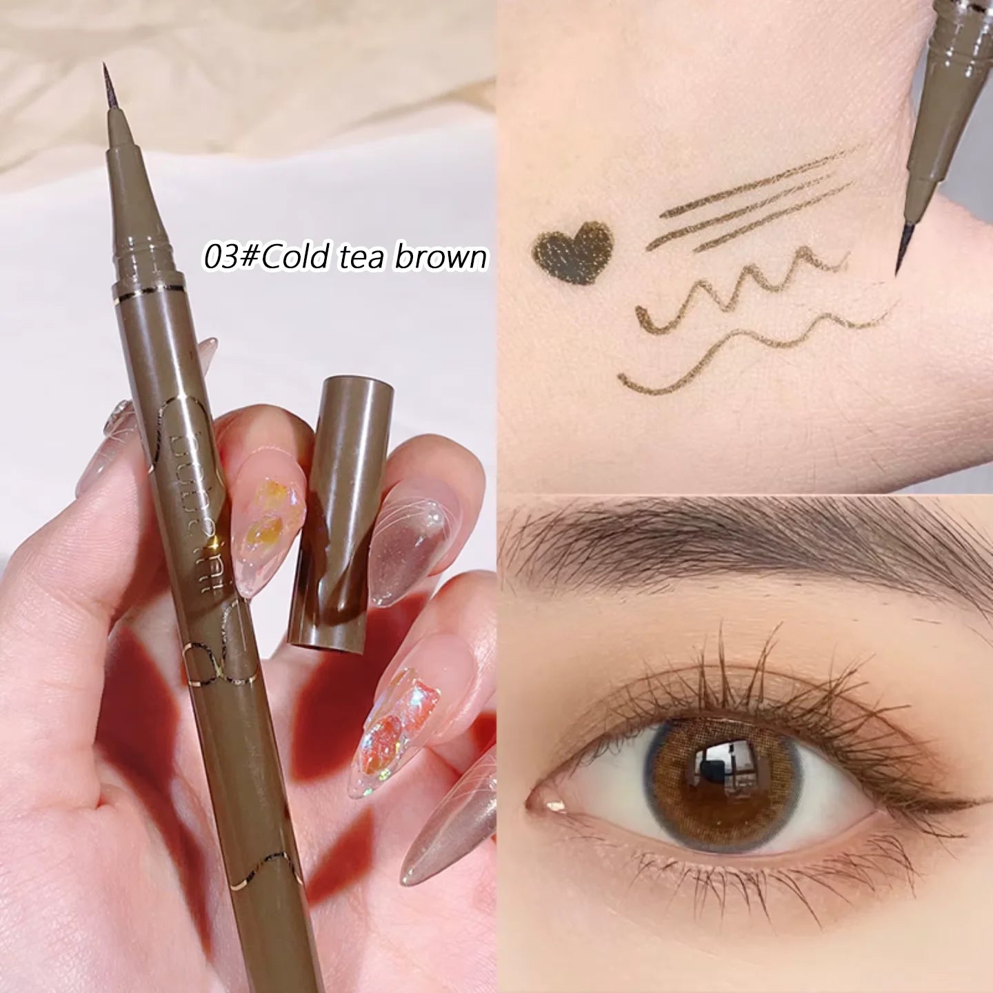 0.05mm slim eyeliner is smooth and durable, slim, quick-drying, long-lasting eyeliner, 4 colors, waterproof, non-smudging Good Vibrations