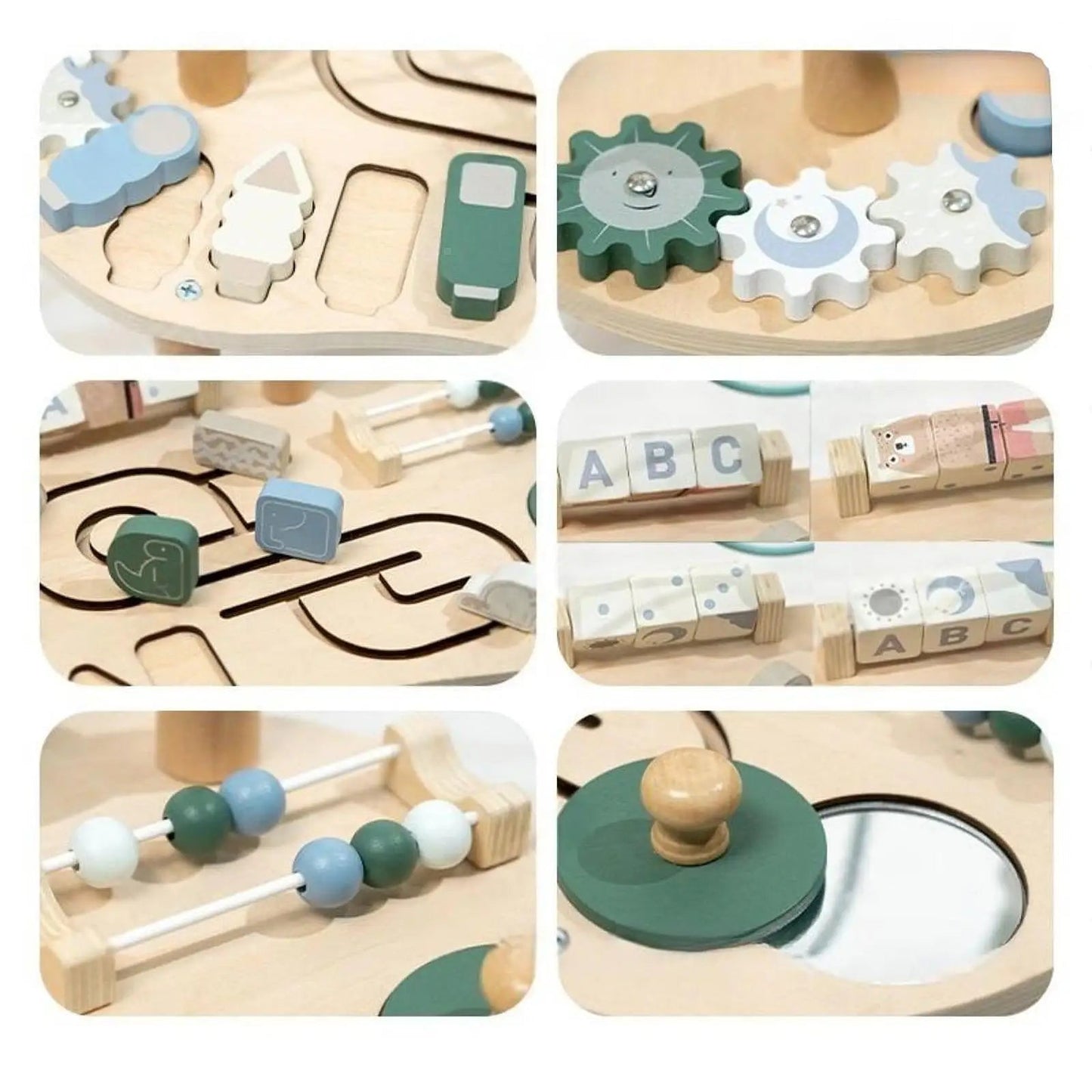 Wooden Activity Table Activity Center Portable Track Maze Wooden Sensory Play Table Sensory Toy for Kids Boys Girls Infant Good Vibrations