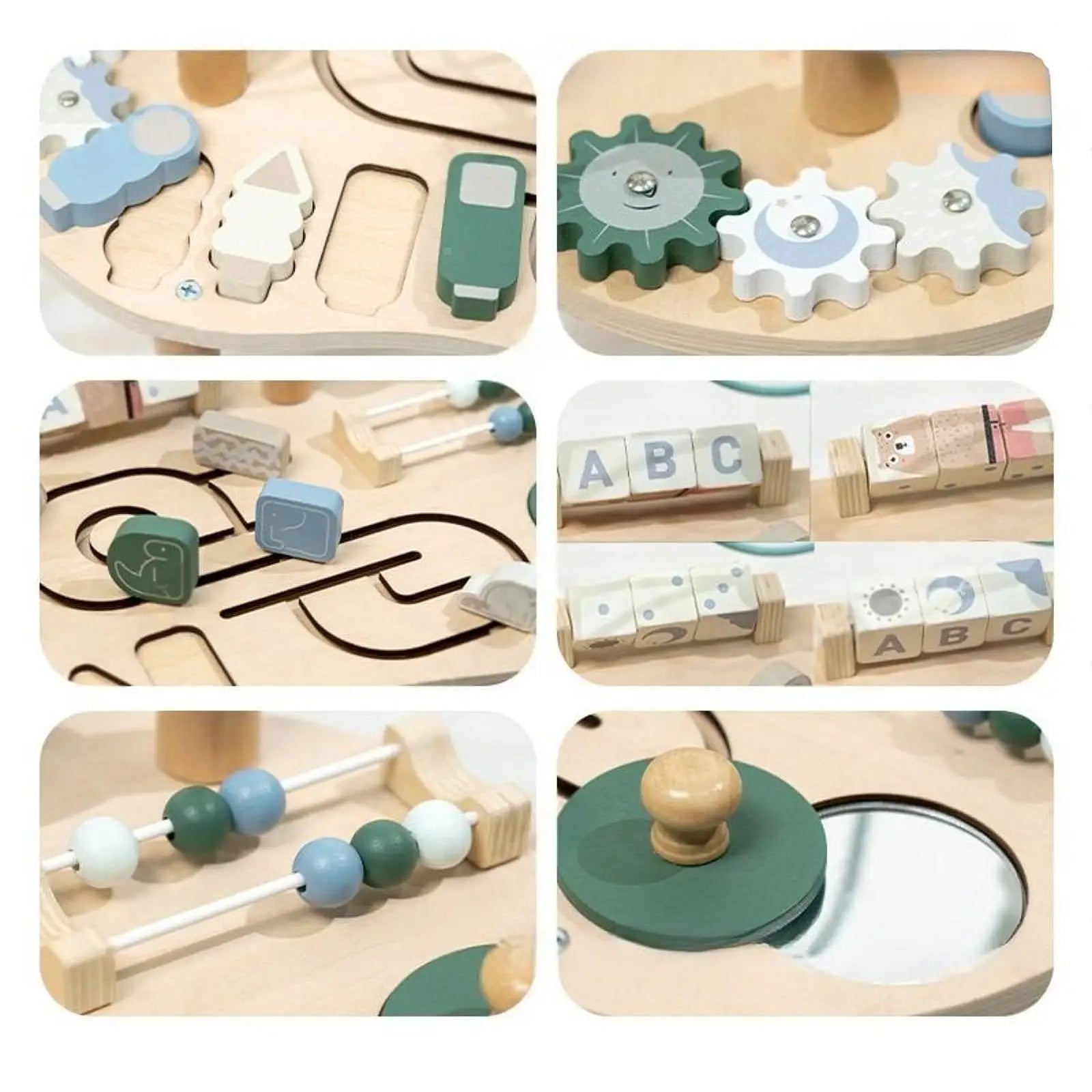 Wooden Activity Table Activity Center Portable Track Maze Wooden Sensory Play Table Sensory Toy for Kids Boys Girls Infant Good Vibrations
