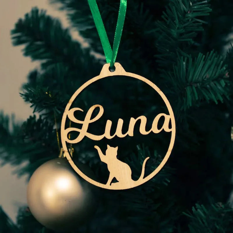 Personalized Cat Christmas Tree Decoration Custom Baubles Set Cat Gift Christmas Heart Bauble Personalised Hanging Ornament Good Vibrations