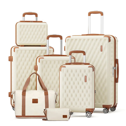 Melalenia Luggage Sets 7 Piece Hard Shell Carry on Suitcase with Spinner Wheels and TSA Lock, Lightweight Travel Duffel Bag Good Vibrations
