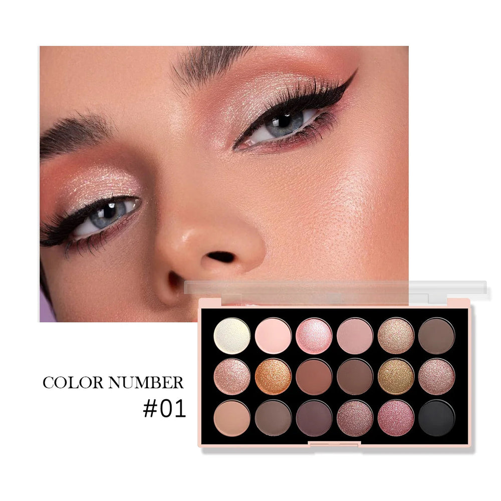 18-Color Eyeshadow Palette – Pearlescent, Matte, Fine Shimmer, Glitter, Earth Tones, Long-Lasting, High-Performance Good Vibrations