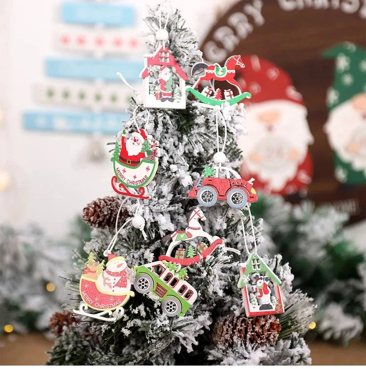 Christmas Wooden Pendant Merry Christmas Tree Decoration for Home 2025 Christmas Ornament Xmas Navidad Gifts Happy New Year 2026 Good Vibrations
